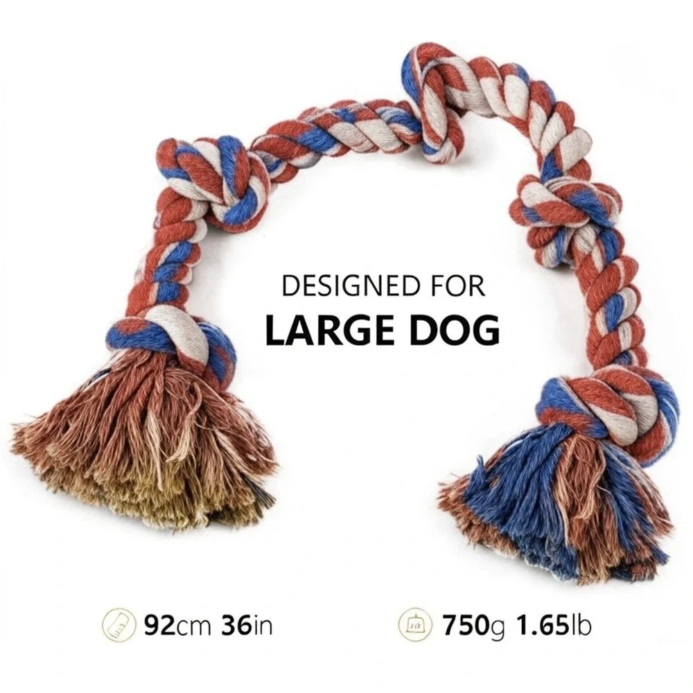 Heavy Duty 3FT Dog Rope Toy Medium Large Aggressive Chewers Tug Chew Red White B